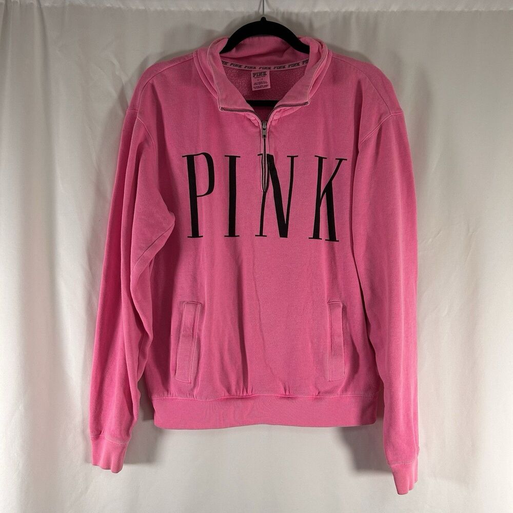 VS Pink Sweater Women's Small Pink 1/4 Zip Turtleneck Pullover Victoria's Secret